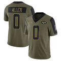Perkns NY.Jets #0 Braelon Allen Player Olive Salute To Service Limited Game Stitched Jerseys