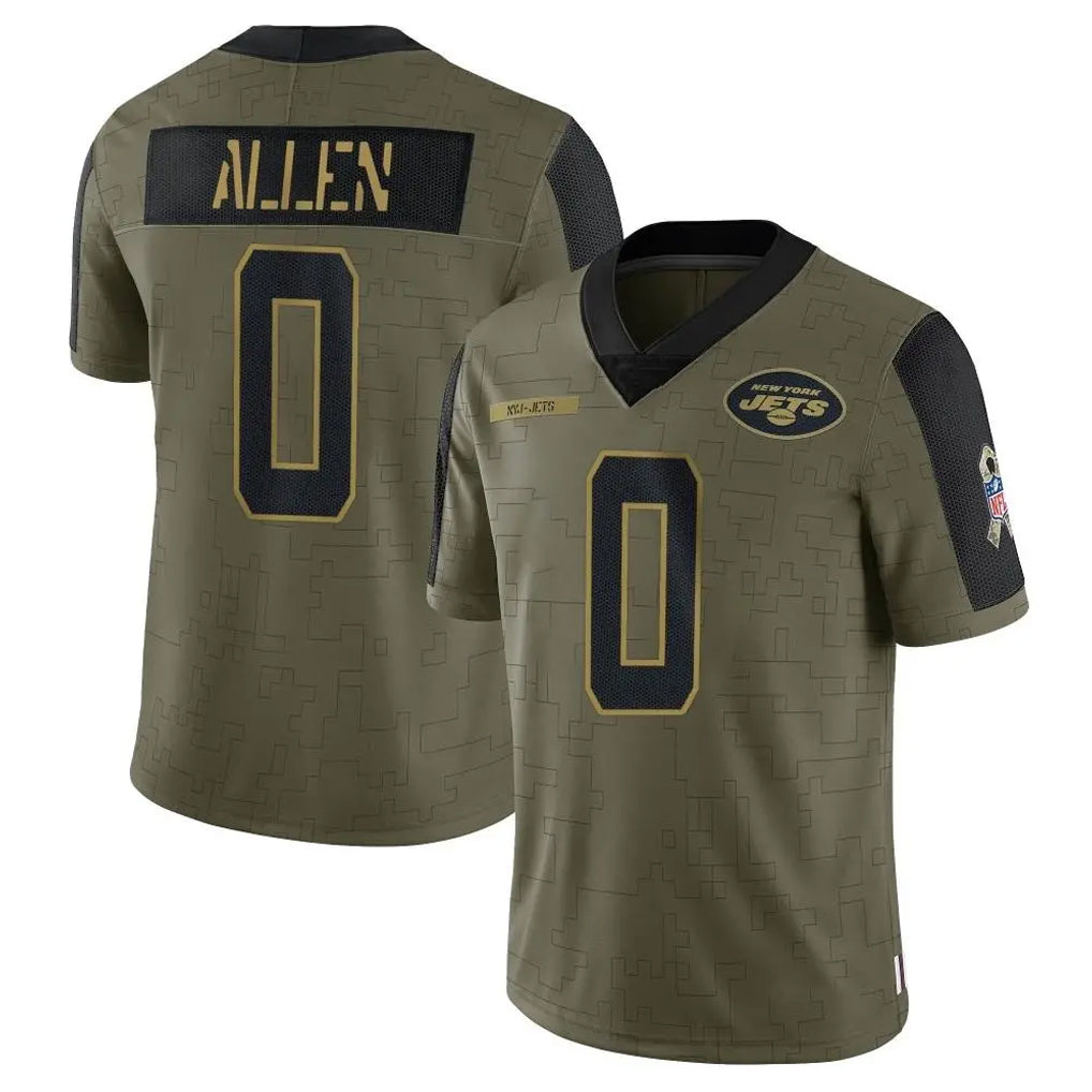 Perkns NY.Jets #0 Braelon Allen Player Olive Salute To Service Limited Game Stitched Jerseys