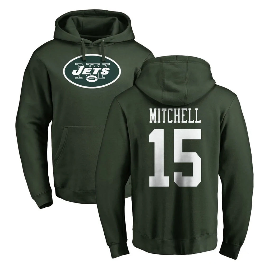Perkns NY.Jets #15 Adonai Mitchell Player Green LOGO Pullover Hoodies Limited Game Stitched Jerseys