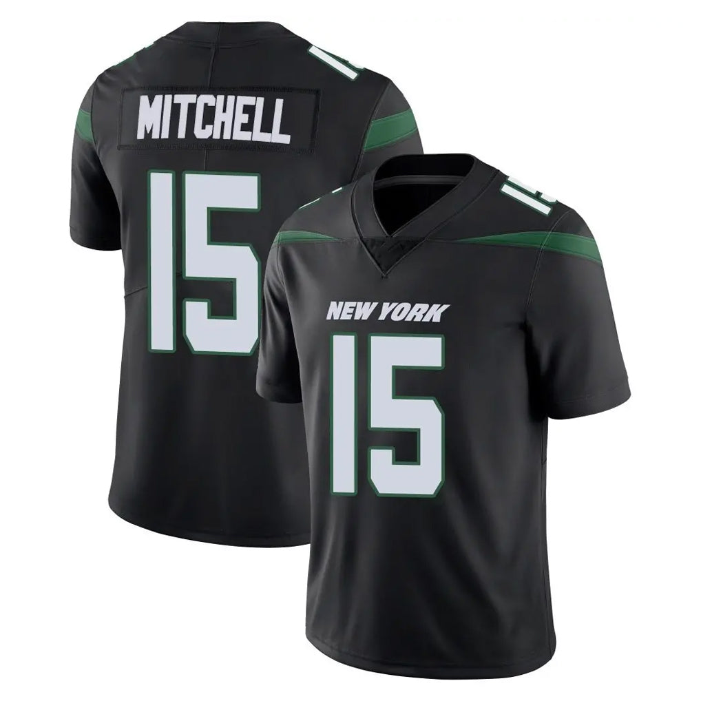 Perkns NY.Jets #15 Adonai Mitchell Player Stealth Black Limited Vapor Home Game Stitched Jerseys
