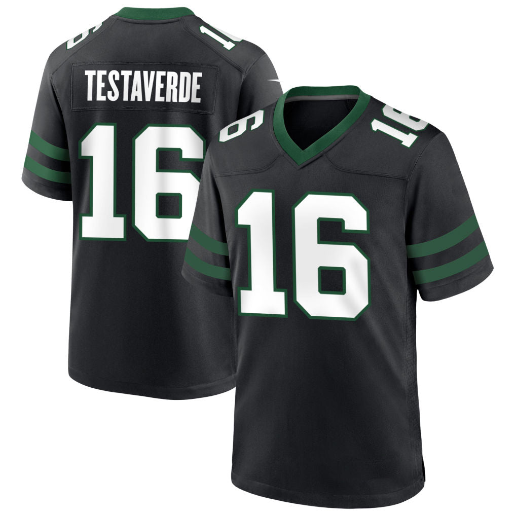 Perkns NY.Jets #16 Vinny Testaverde Player Black Home Game Stitched Jerseys