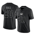 Perkns NY.Jets #20 Breece Hall Player Stealth Black Limited Reflective Home Game Stitched Jerseys