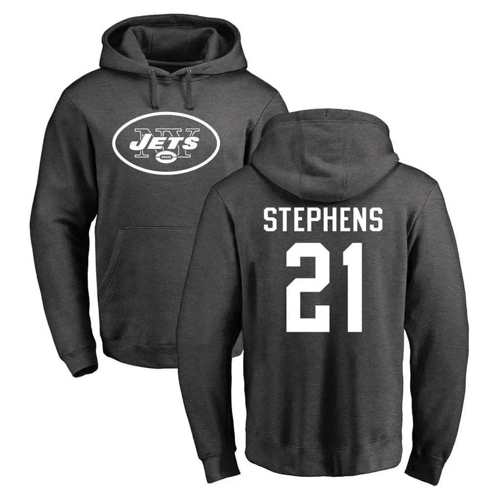 Perkns NY.Jets #21 Brandon Stephens Player Gray Pullover Hoodies Limited Game Stitched Jerseys