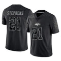 Perkns NY.Jets #21 Brandon Stephens Player Stealth Black Limited Reflective Home Game Stitched Jerseys