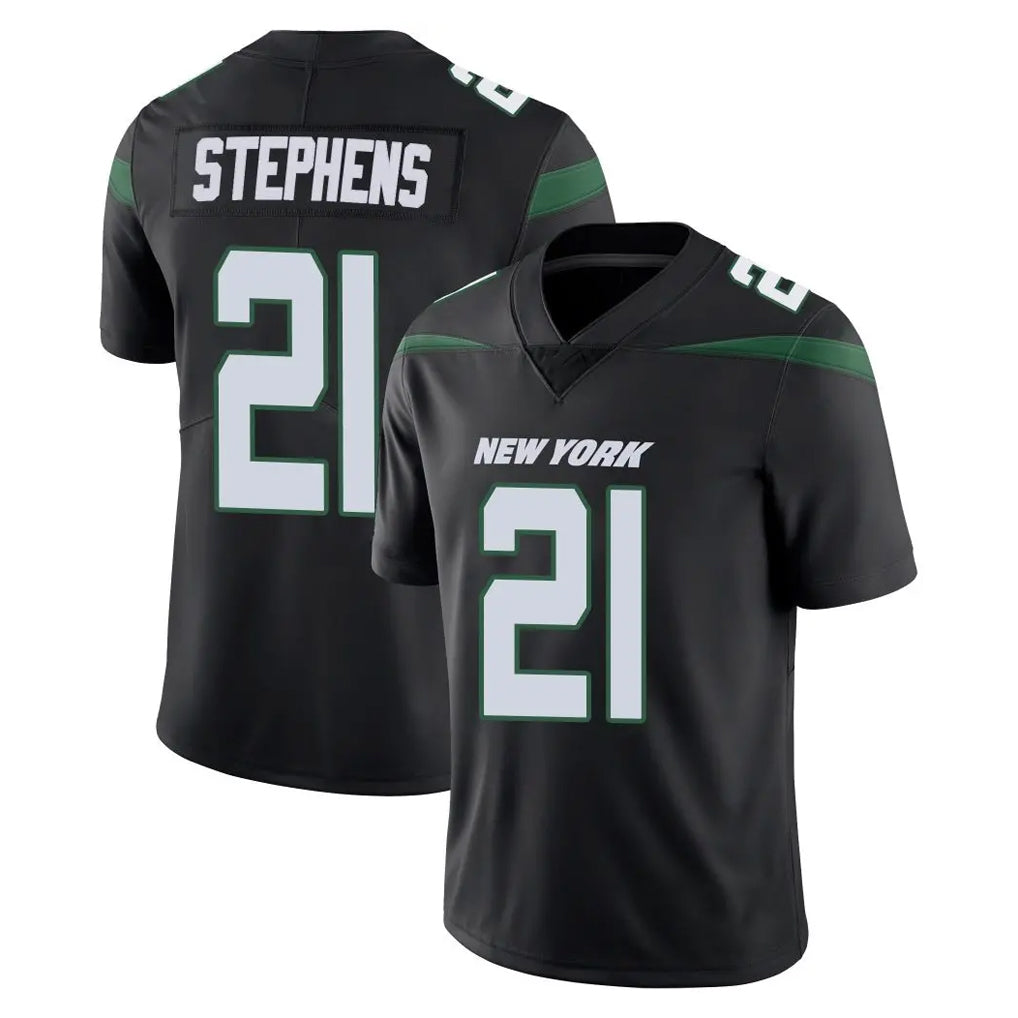 Perkns NY.Jets #21 Brandon Stephens Player Stealth Black Limited Vapor Home Game Stitched Jerseys