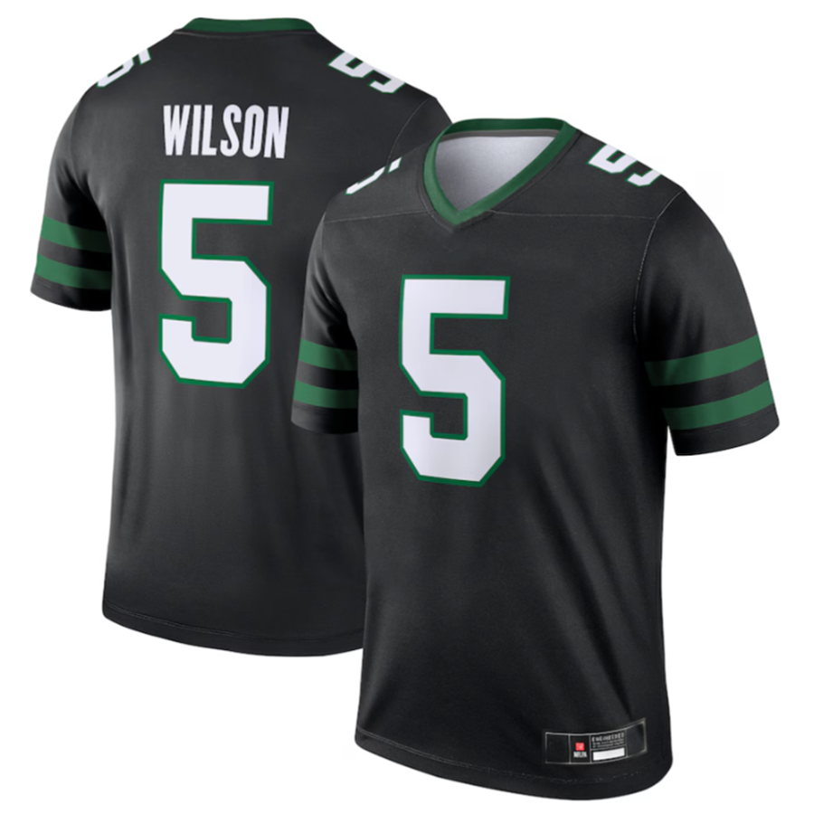 Perkns NY.Jets #5 Garrett Wilson Legacy Black Legend Jersey Stitched American Stitched Jersey