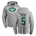 Perkns NY.Jets #5 Garrett Wilson Player Gray LOGO Pullover Hoodies Limited Game Stitched Jerseys