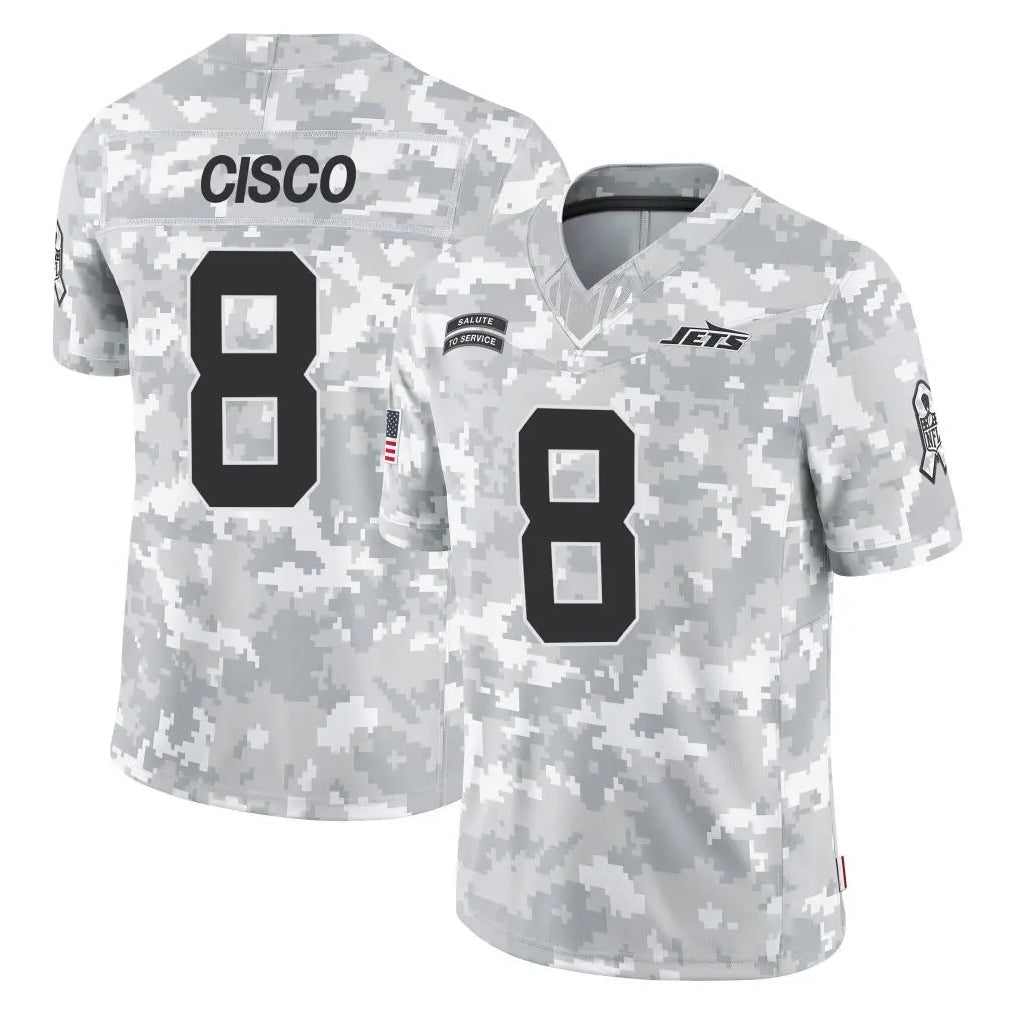 Perkns NY.Jets #8 Andre Cisco Player Arctic Camo Salute to Service Limited Game Stitched Jerseys