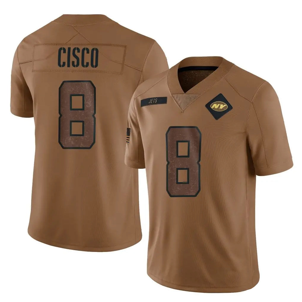 Perkns NY.Jets #8 Andre Cisco Player Brown Salute To Service Limited Stitched Jerseys