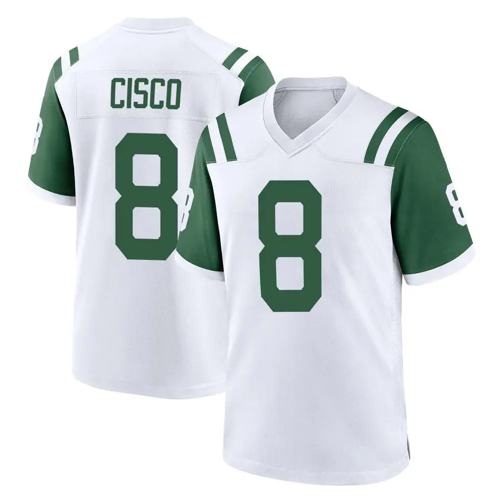 Perkns NY.Jets #8 Andre Cisco Player White Classic Home Game Stitched Jerseys
