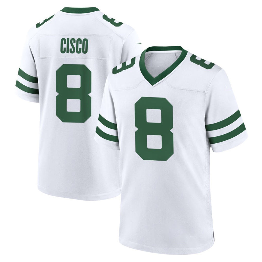 Perkns NY.Jets #8 Andre Cisco Player White Legacy Home Game Stitched Jerseys