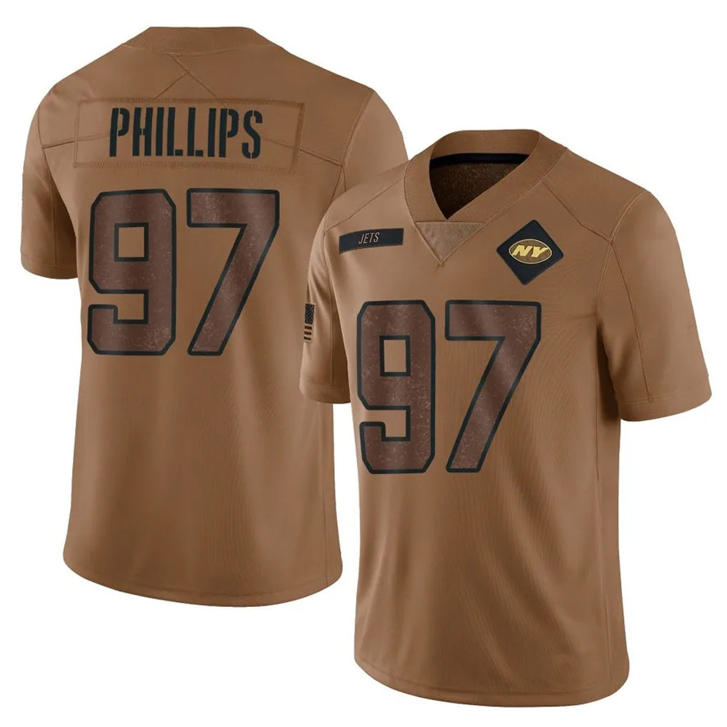 Perkns NY.Jets #97 Harrison Phillips Player Brown Salute To Service Limited Stitched Jerseys