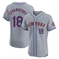 Perkns NY.Mets #18 Darryl Strawberry Player Gray Road Limited Elite Home Stitched Jerseys