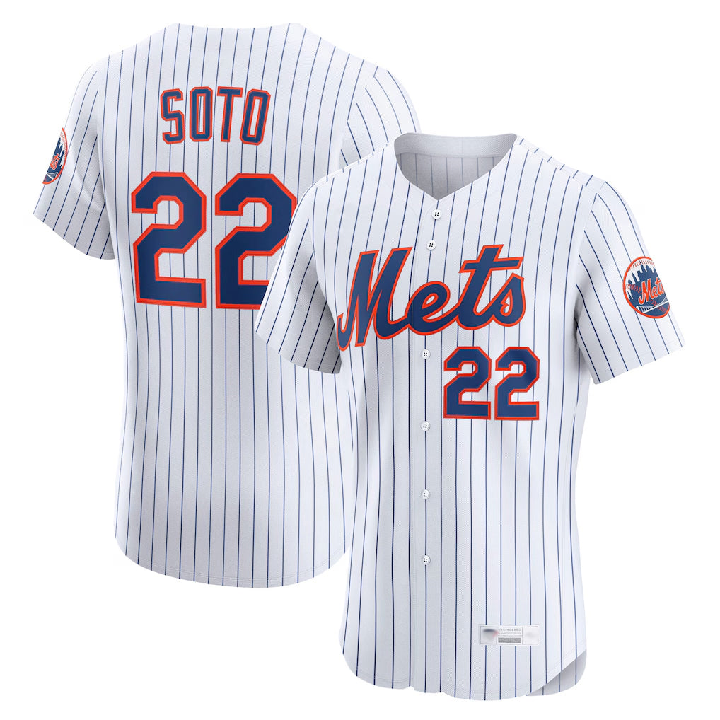 Perkns NY.Mets #22 Juan Soto Player White Home Limited Elite Stitched Jerseys