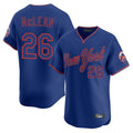 Perkns NY.Mets #26 Nolan McLean Player Royal T-shirt Home Limited Elite Stitched Jerseys