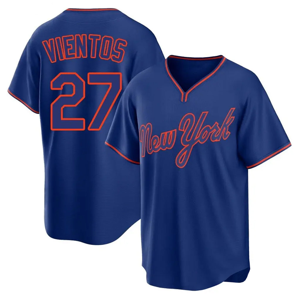 Perkns NY.Mets #27 Mark Vientos Player Royal T-shirt Home Game Stitched Jerseys