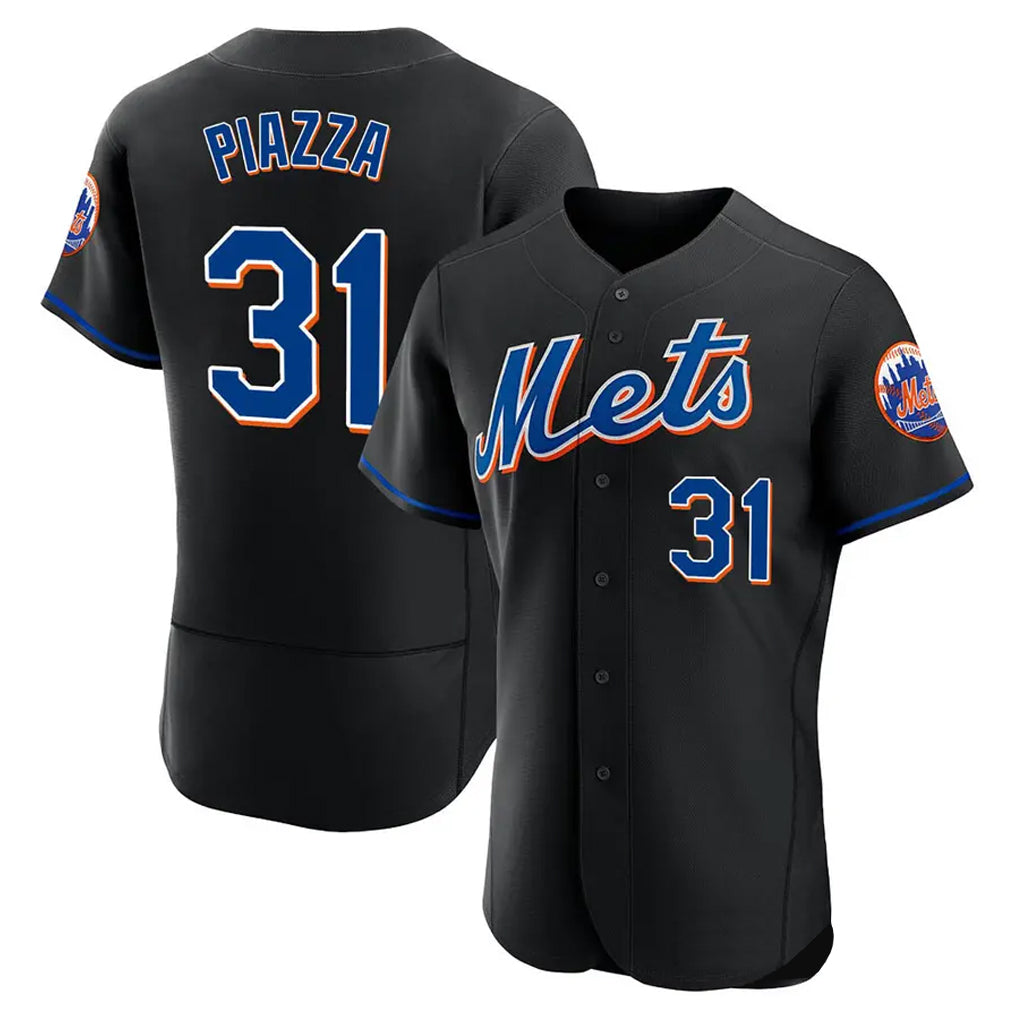 Perkns NY.Mets #31 Mike Piazza Player Black Replica Home Limited Elite Stitched Jerseys