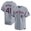 Perkns NY.Mets #41 Tom Seaver Player Gray Road Limited Home Stitched Jerseys