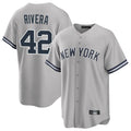 Perkns NY.Yankees #42 Mariano Rivera Player Gray Road Game Stitched Jerseys