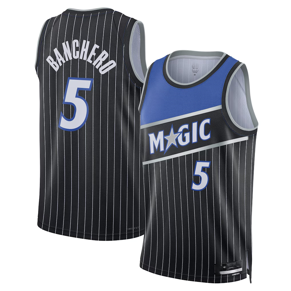 Perkns O.Magic #5 Paolo Banchero Black Swingman Jerseys - Statement Edition