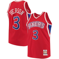 Perkns P.76ers #3 Allen Iverson Mitchell & Ness Red 199697 Hardwood Classics Authentic Jerseys