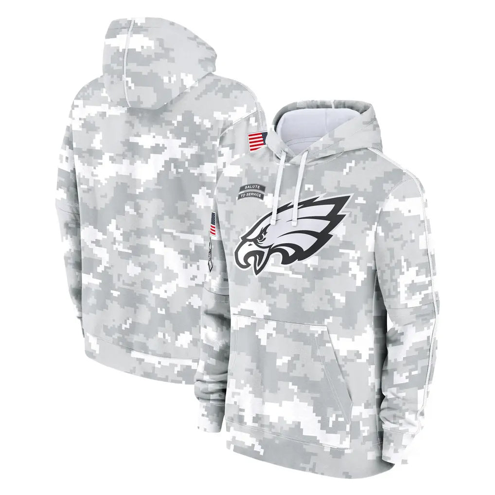 Perkns P.Eagles Arctic Camo Salute to Service Pullover Hoodies Limited Game Blank Player Stitched Jerseys