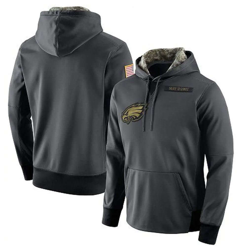 Perkns P.Eagles Gray Pullover Hoodies Home Game Blank Player Stitched Jerseys