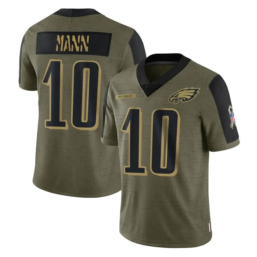 Perkns P.Eagles #10 Braden Mann Player Olive Salute To Service Limited Game Stitched Jerseys