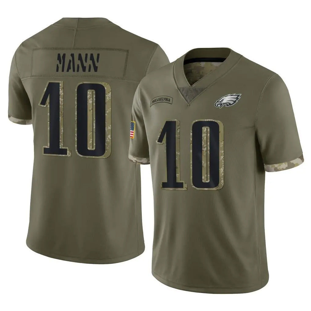 Perkns P.Eagles #10 Braden Mann Player Olive Salute To Service Limited Stitched Jerseys