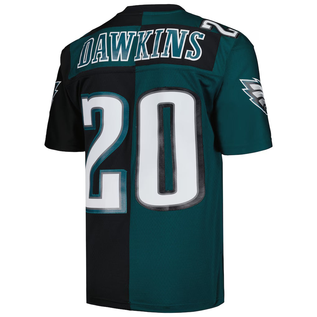 Perkns P.Eagles #20 Brian Dawkins Mitchell & Ness Midnight Green-Black Split Legacy Replica Stitched Jerseys
