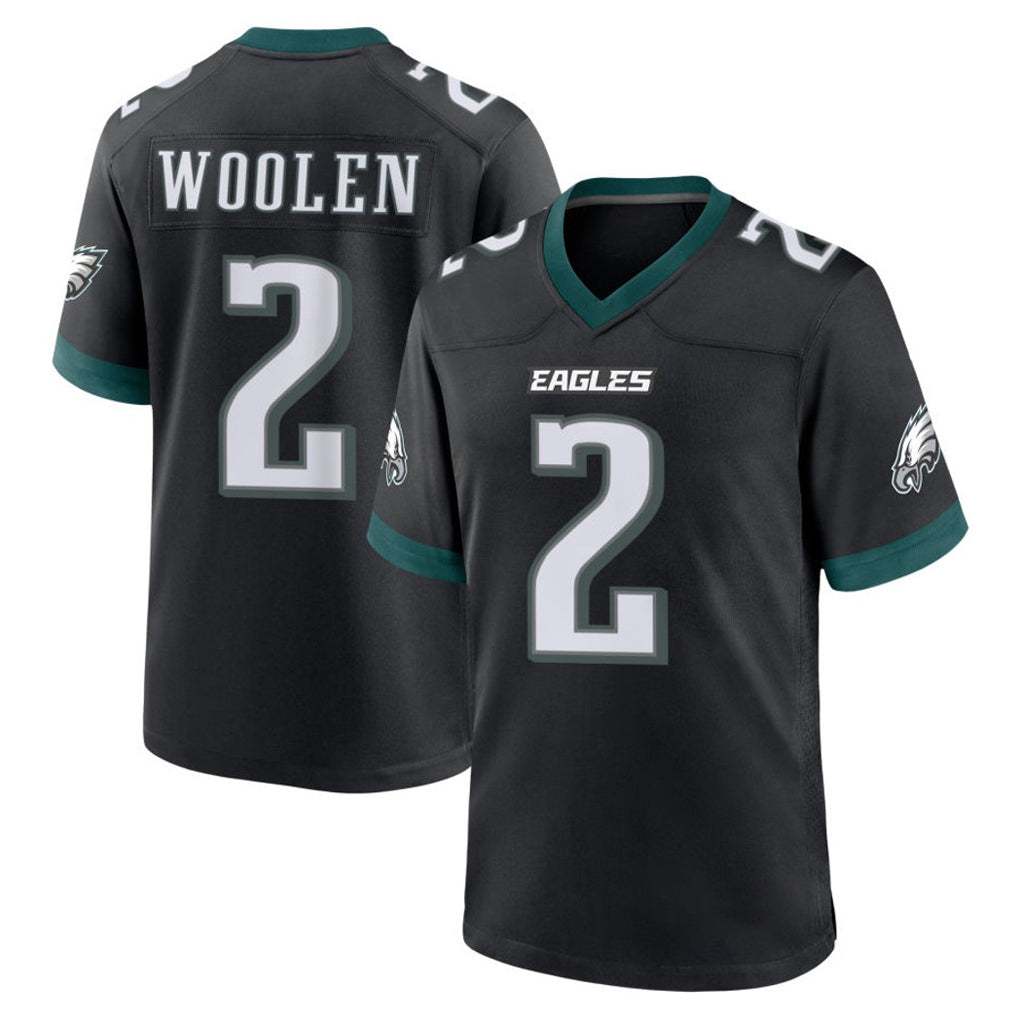 Perkns P.Eagles #2 Riq Woolen Player Black Game Home Stitched Jerseys