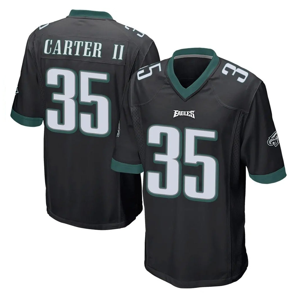 Perkns P.Eagles #35 Michael Carter II Player Black Home Game Stitched Jerseys