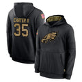 Perkns P.Eagles #35 Michael Carter II Player Black Salute to Service Hoodies Limited Game Stitched Jerseys