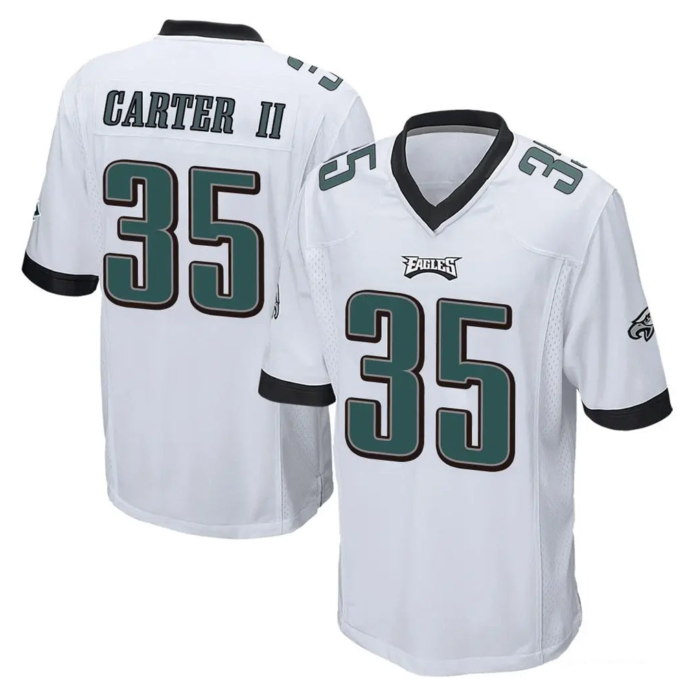 Perkns P.Eagles #35 Michael Carter II Player White Home Game Stitched Jerseys