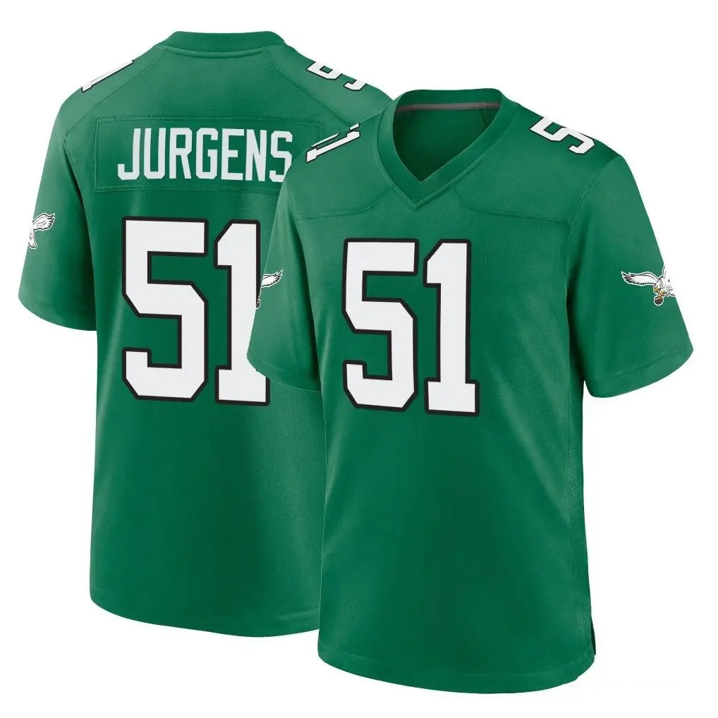 Perkns P.Eagles #51 Cam Jurgens Player Green Kelly Alternate Home Game Stitched Jerseys