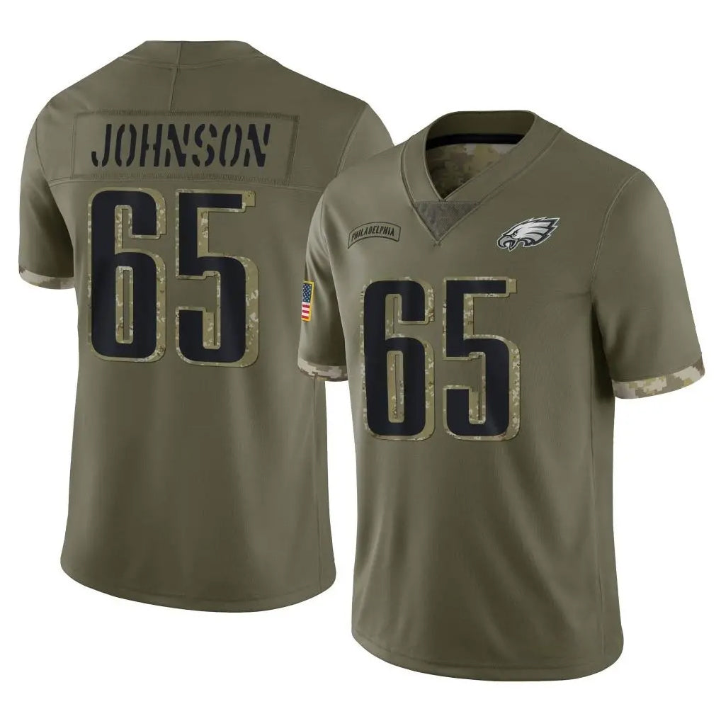 Perkns P.Eagles #65 Lane Johnson Player Olive Salute To Service Limited Stitched Jerseys