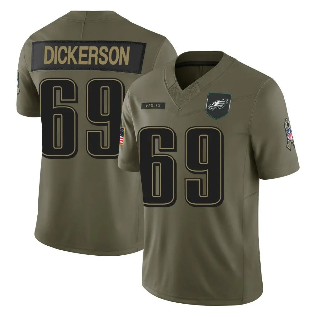 Perkns P.Eagles #69 Landon Dickerson Player Olive 2025 Salute To Service Limited Stitched Jerseys