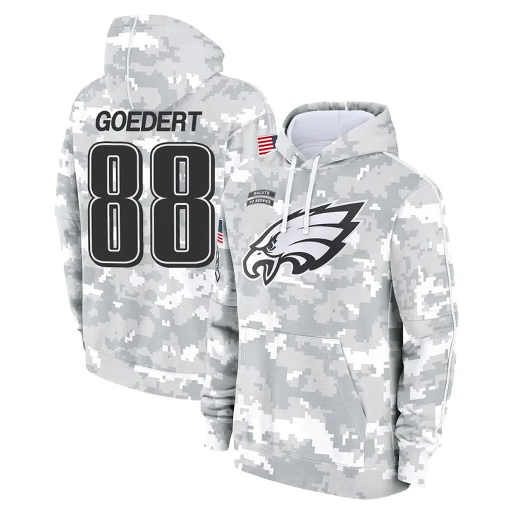 Perkns P.Eagles #88 Dallas Goedert Player Arctic Camo Salute to Service Pullover Hoodies Limited Game Stitched Jerseys