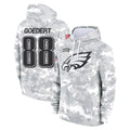 Perkns P.Eagles #88 Dallas Goedert Player Arctic Camo Salute to Service Pullover Hoodies Limited Game Stitched Jerseys