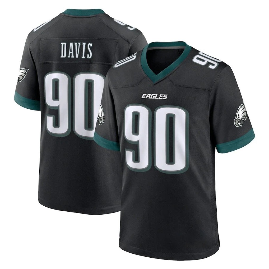 Perkns P.Eagles #90 Jordan Davis Player Black Game Home Stitched Jerseys