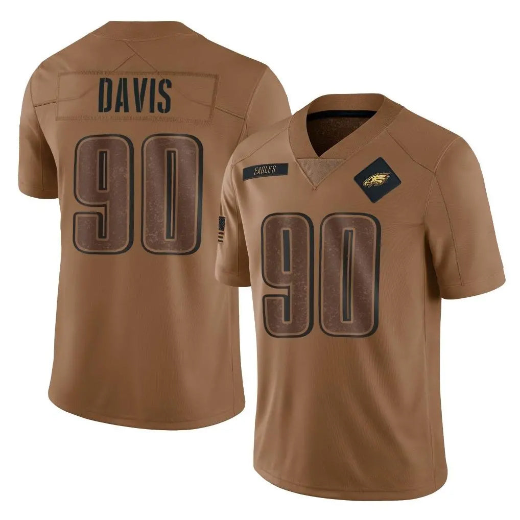 Perkns P.Eagles #90 Jordan Davis Player Brown Salute To Service Limited Stitched Jerseys