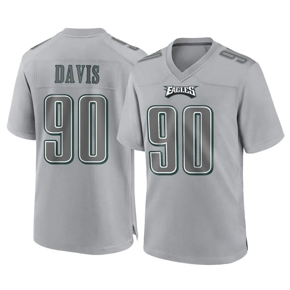 Perkns P.Eagles #90 Jordan Davis Player Gray Atmosphere Fashion Home Game Stitched Jerseys