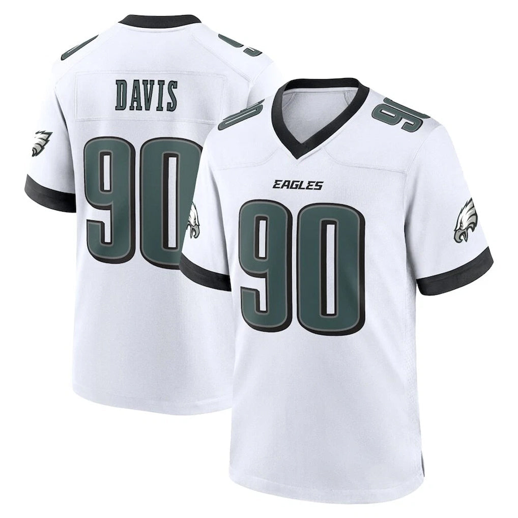 Perkns P.Eagles #90 Jordan Davis Player White Game Home Stitched Jerseys