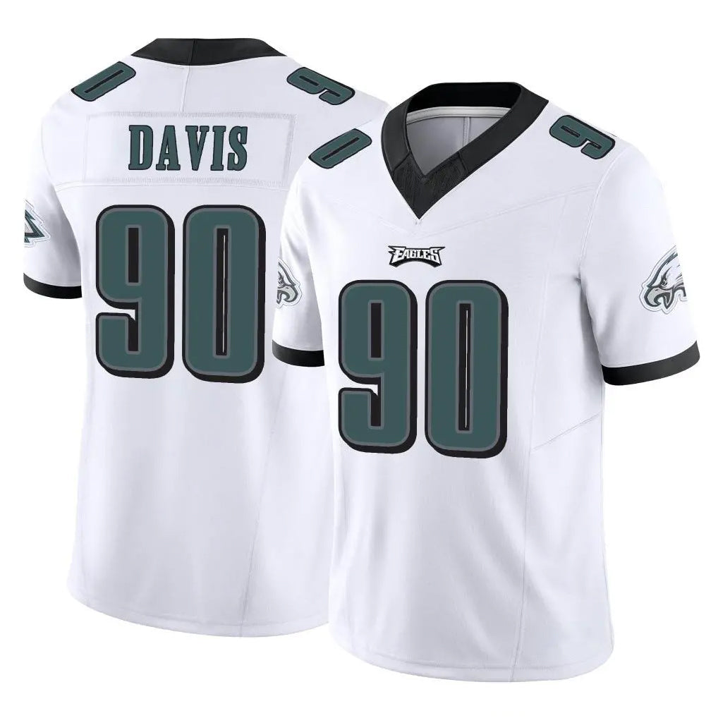 Perkns P.Eagles #90 Jordan Davis Player White Limited Vapor F.U.S.E. Home Game Stitched Jerseys