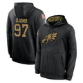 Perkns P.Eagles #97 Moro Ojomo Player Black Salute to Service Hoodies Limited Game Stitched Jerseys
