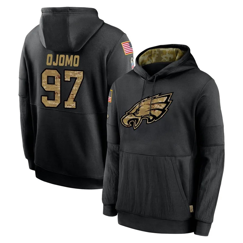 Perkns P.Eagles #97 Moro Ojomo Player Black Salute to Service Hoodies Limited Game Stitched Jerseys
