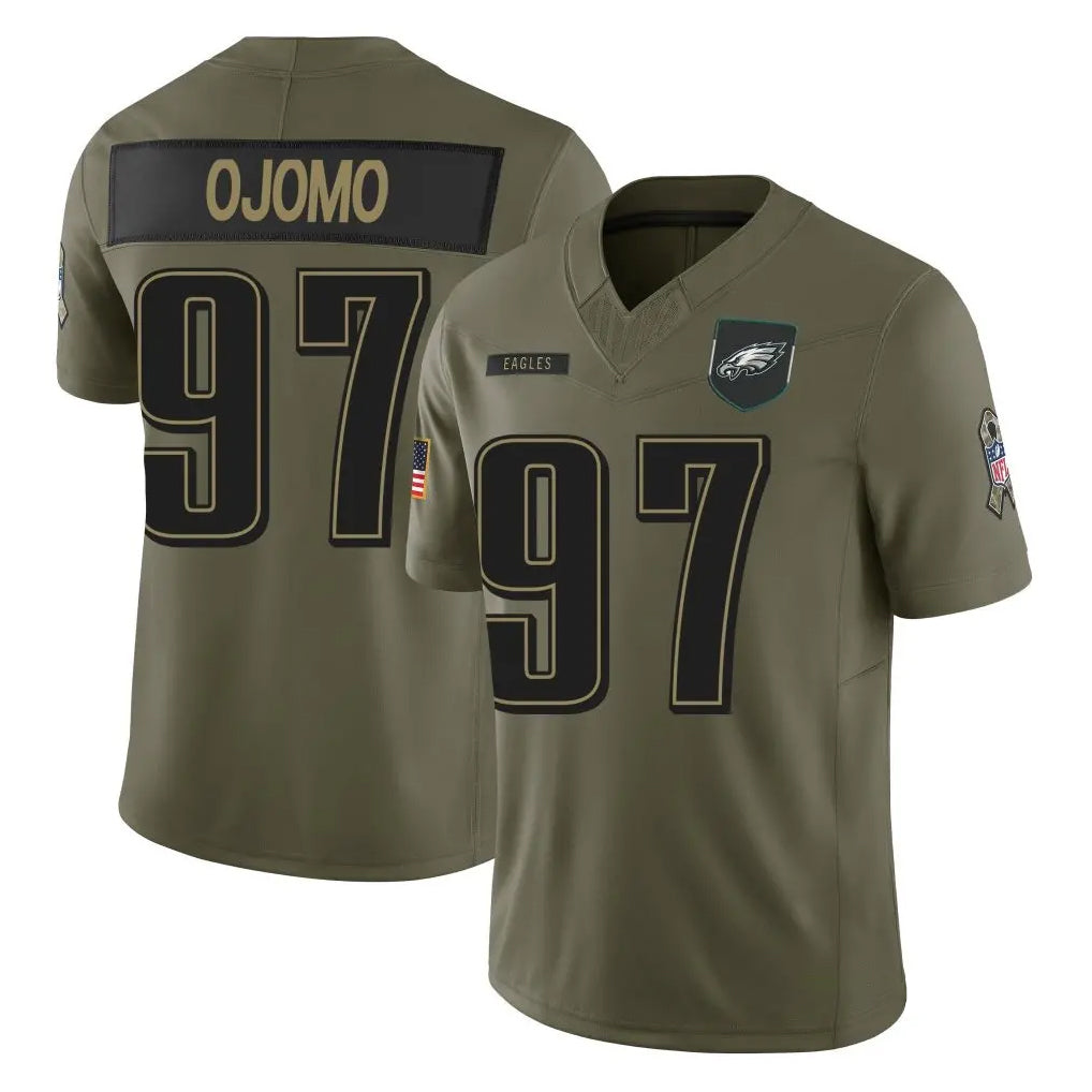 Perkns P.Eagles #97 Moro Ojomo Player Olive 2025 Salute To Service Limited Stitched Jerseys