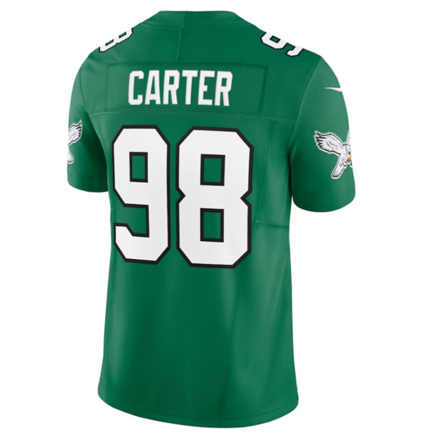 Perkns P.Eagles #98 Jalen Carter Green Alternate Vapor F.U.S.E. Limited Jersey Stitched American Stitched Jersey