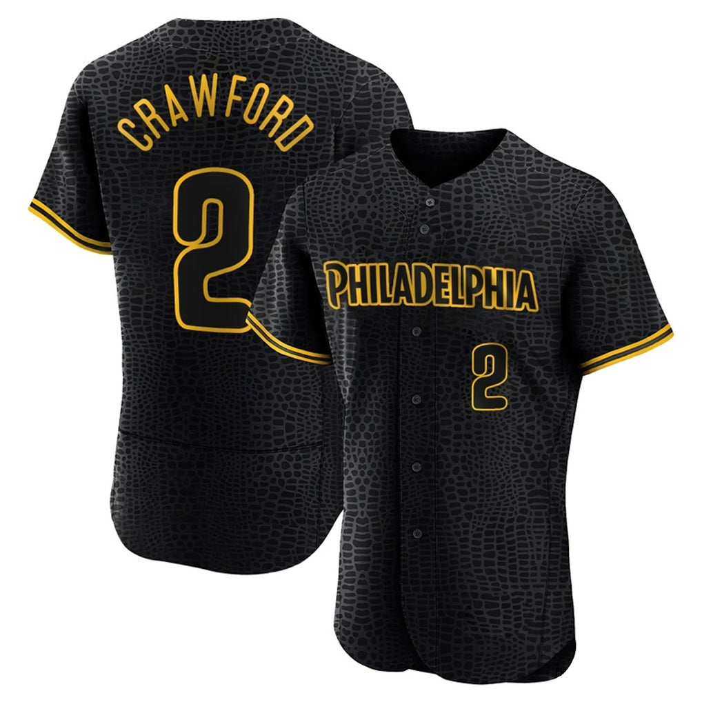 Perkns P.Phillies #2 Justin Crawford Player Black Snake Skin City Home Limited Elite Stitched Jerseys