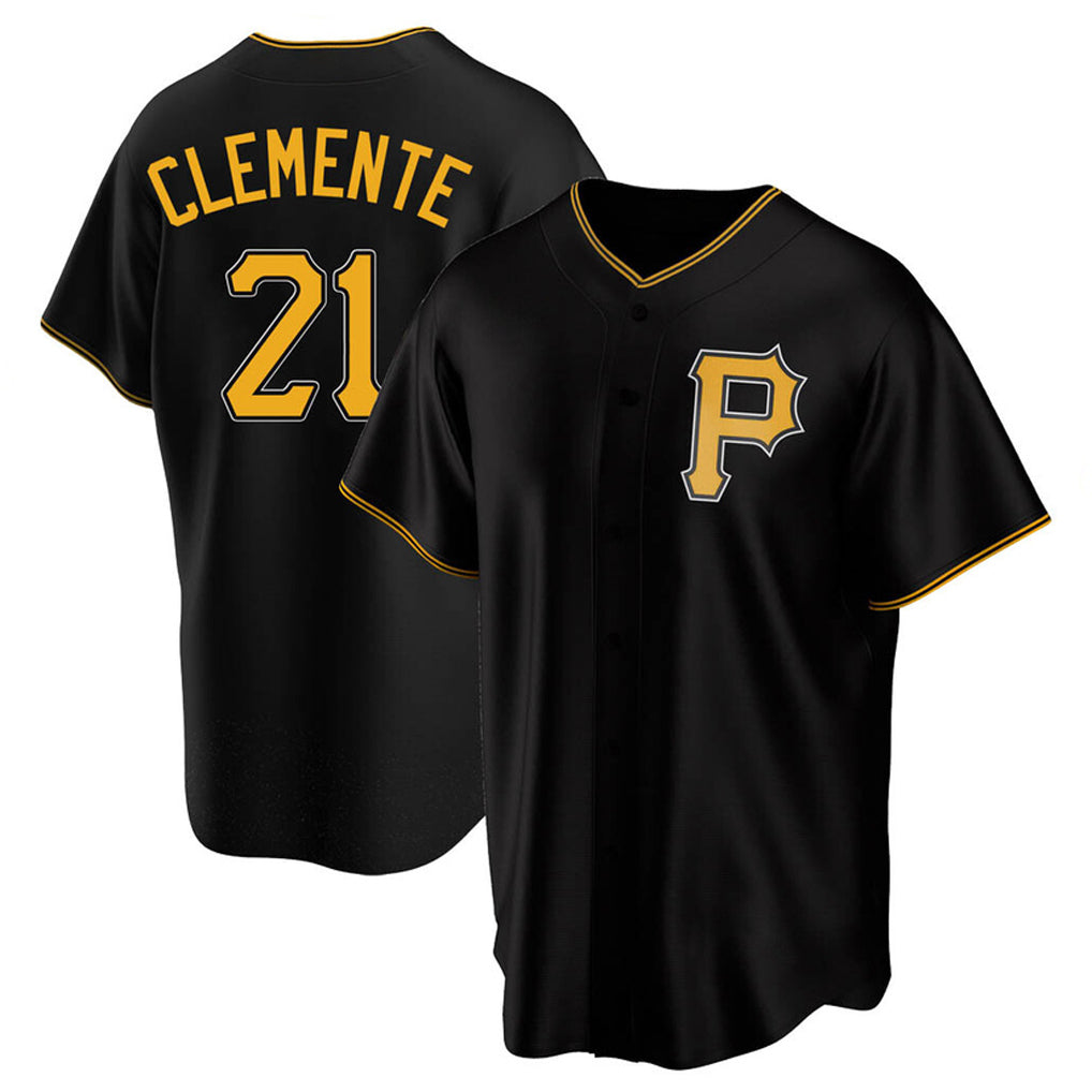 Perkns P.Pirates #21 Roberto Clemente Player Black Alternate 2025 Home Game Stitched Jerseys